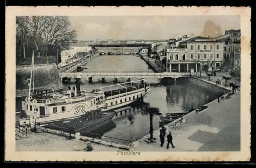AK Peschiera del Garda, Dampfer an der Anlegestelle beim Hotel Montresor