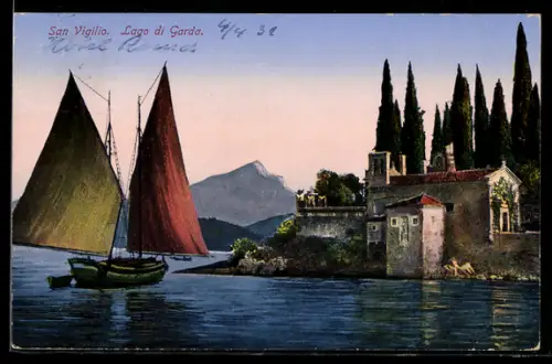 AK San Vigilio, Teilansicht vom Lago di Garda aus
