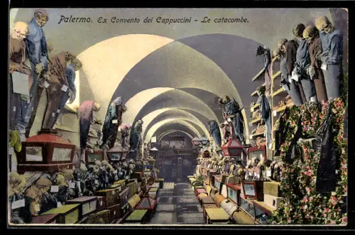 AK Palermo, Ex Convento dei Cappuccini, le catacombe, in den Katakomben