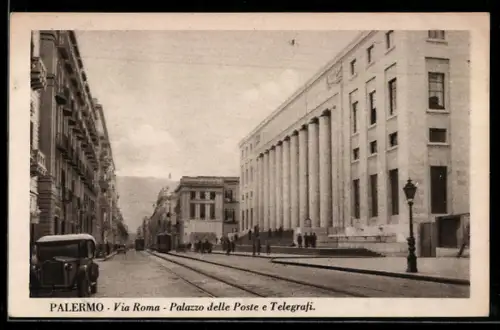 AK Palermo, Via Roma, Palazzo delle Poste e Telegrafi