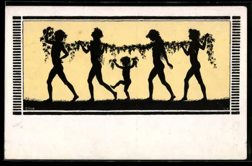 Künstler-AK Fidus: Herbstliche Last, aus den Jahreszeiten in Schattenbildern