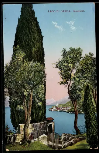 AK Malcesine, Panoramablick zum Gardasee