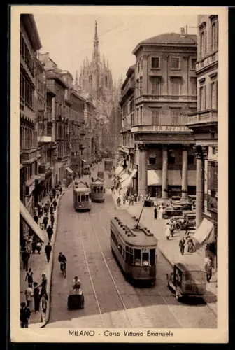 AK Milano / Mailand, Corso Vittorio Emanuele, Partie mit Strassenbahn