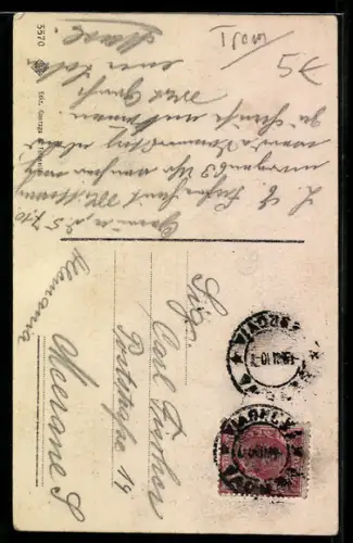 AK Genova, Via Roma, Strassenbahnen