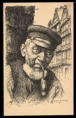 Künstler-AK Hamburger Typen, Segelmacher