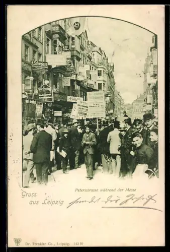 AK Leipzig, Petersstrasse während der Messe