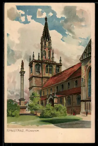 Künstler-AK Zeno Diemer: Konstanz, Partie am Münster