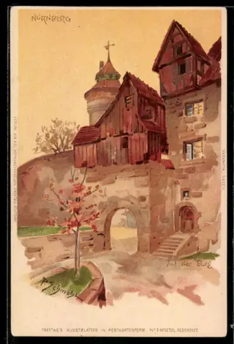 Künstler-AK P.Schmohl: Nürnberg, Blick auf die Burg