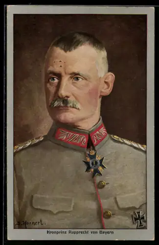 Künstler-AK Kronprinz Rupprecht von Bayern in Uniform mit Eisernen Kreuz