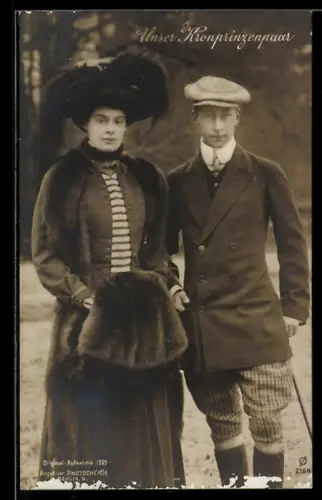 AK Kronprinzenpaar in winterlicher Kleidung
