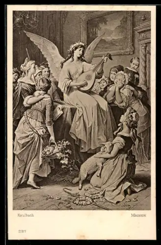 AK Mignon, Engel mit Laute, Goethe