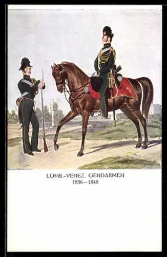 AK 75 Jahre österr. Gendarmerie 1849-1924, Lomb.-Venez. Gendarmen in Uniform 1836-1848
