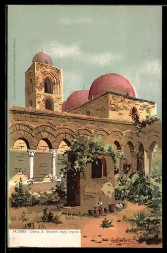 Künstler-AK Palermo, Chiesa S. Giovanni degli Eremiti