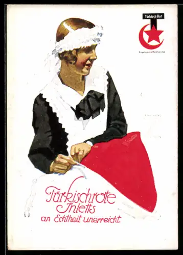 Künstler-AK Ludwig Hohlwein: Türkischrote Inlets an Echtheit unerreicht, Reklame