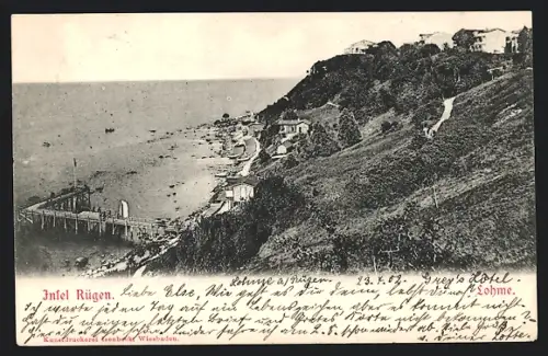 AK Lohme /Rügen, Totalansicht mit Strandpartie