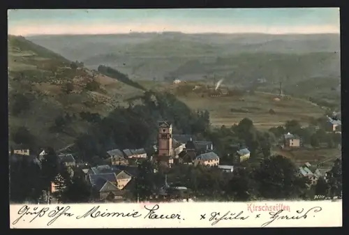 AK Kirschseiffen, Totalansicht aus der Vogelschau mit Fabriken