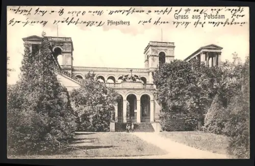 AK Potsdam, Partie am Pfingstberg mit Grünanlagen