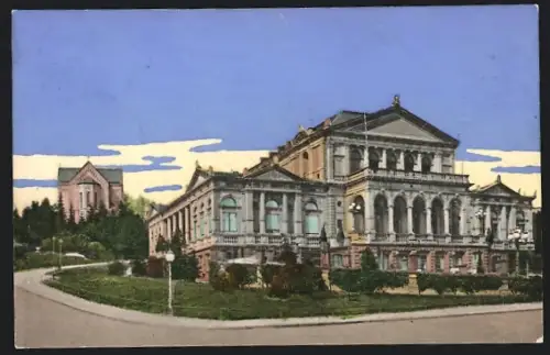 AK Bad Langenschwalbach, Strassenpartie mit Kurhaus und Gartenanlagen