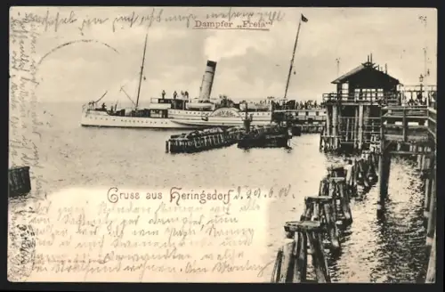 AK Heringsdorf, Abfahrt des Dampfers Freia