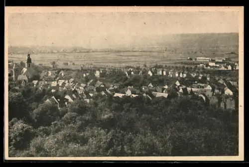 AK Metternich b. Koblenz, Ortsansicht mit Kirche und umliegender Landschaft