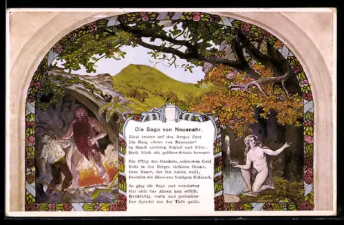 AK Bad Neuenahr, Sage von Neuenahr, Wandgemälde Kurhaus-Restaurant