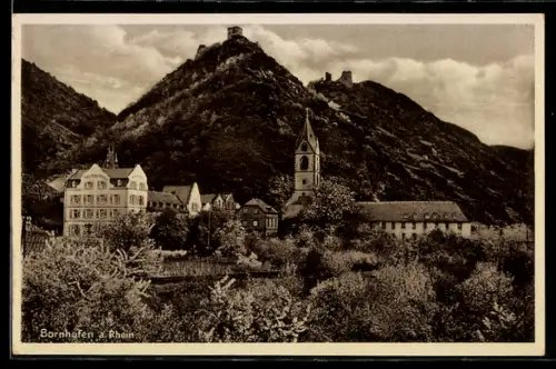 AK Bornhofen a. Rhein, Burg, Kirche, Ortsansicht