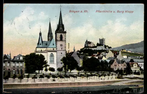 AK Bingen a. Rh., Pfarrkirche, Burg Klopp