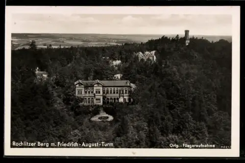 AK Rochlitz, Friedrich-August-Turm, Luftaufnahme
