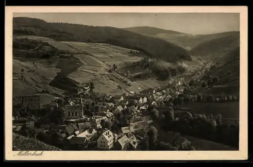 AK Mellenbach /Oberes Schwarzatal, Ortsansicht, Tal, Berge