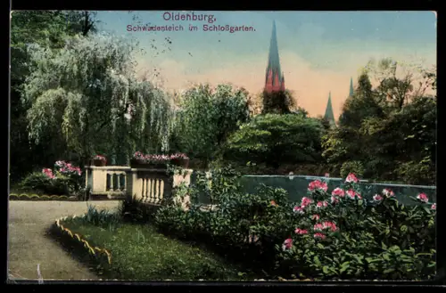 AK Oldenburg, Schwanenteich im Schlossgarten