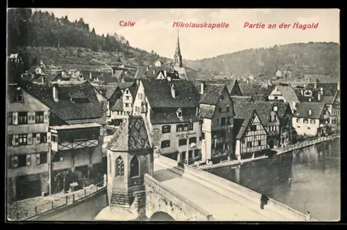 AK Calw, Nikolauskapelle, Partie an der Nagold