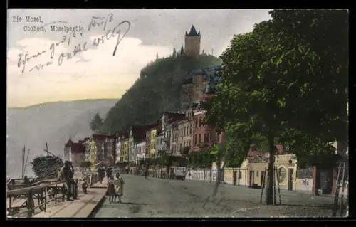 AK Cochem /Mosel, Ortspartie mit Blick zum Schloss