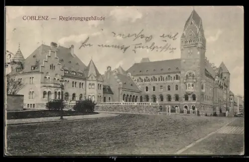 AK Coblenz, Ortspartie mit Regierungsgebäude