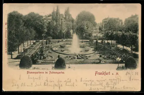 AK Frankfurt-Westend, Blumenparterre im Palmengarten