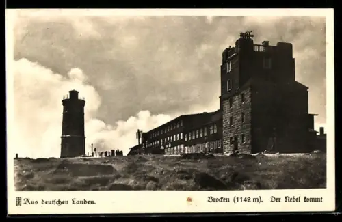AK Brocken, Turm und aufziehender Nebel