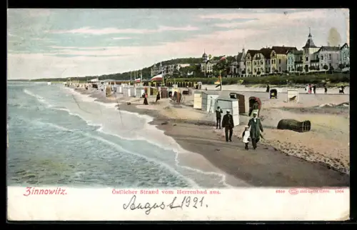 AK Zinnowitz, Östlicher Strand vom Herrenbad aus