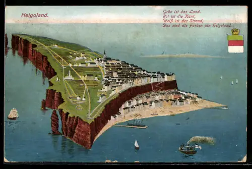 AK Helgoland, Totalansicht auf die Insel