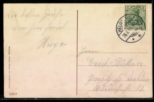 AK Helgoland, Totalansicht auf die Insel