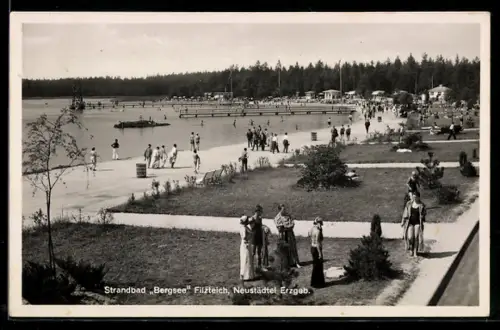 AK Neustädtel Erzgeb., Strandbad Bergsee Filzteich