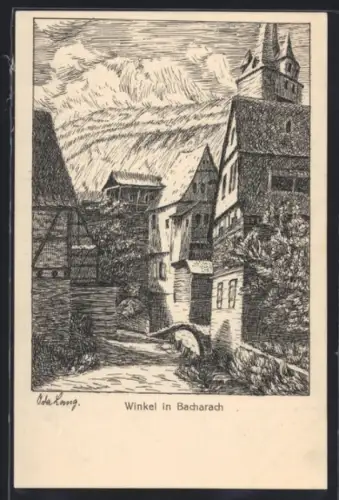 Künstler-AK Bacharach, Winkel in Bacharach