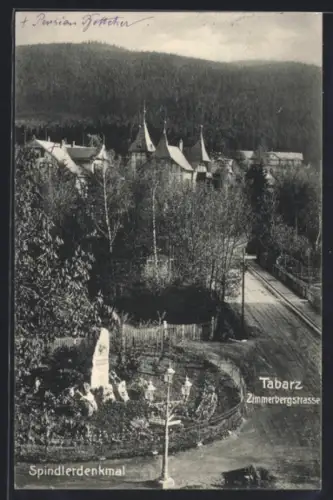 AK Tabarz, Zimmerbergstrasse, Spindlerdenkmal