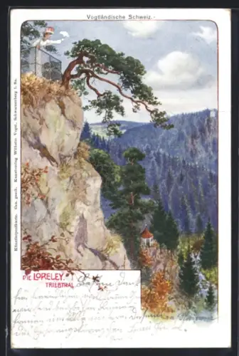 Lithographie Jocketa /Triebthal, Die Loreley