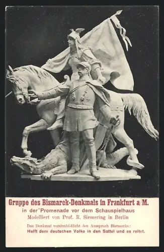 AK Frankfurt a. M., Bismarck-Denkmal vor dem Schauspielhaus