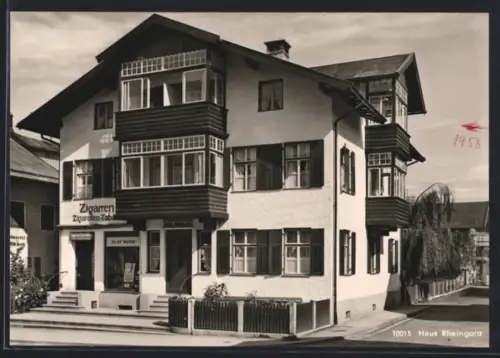AK Oberstdorf im bayr. Allgäu, Hotel Haus Rheingold, Zigarrenladen