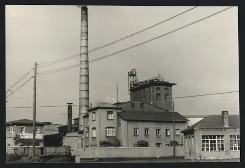 Fotografie unbekannter Fotograf, Ansicht Zörbig, Zörbig VEB Ogis, Industrieanlage mit rauchendem Schornstein