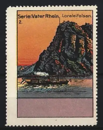 Reklamemarke Loreleifelsen, Serie Vater Rhein, Dampfschiff auf dem Rhein