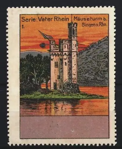 Reklamemarke Bingen a. Rh., Serie Vater Rhein, Mäuseturm