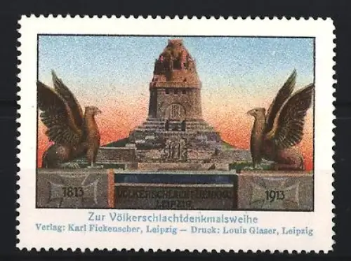 Reklamemarke Leipzig, Völkerschlachtdenkmalsweihe 1913, Monument mit Greifen