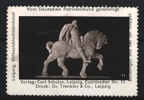 Reklamemarke Leipzig, Völkerschlachtdenkmal, Reiterfigur aus der oberen Kuppel