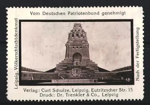 Reklamemarke Leipzig, Völkerschlachtdenkmal, Monumentansicht nach Fertigstellung